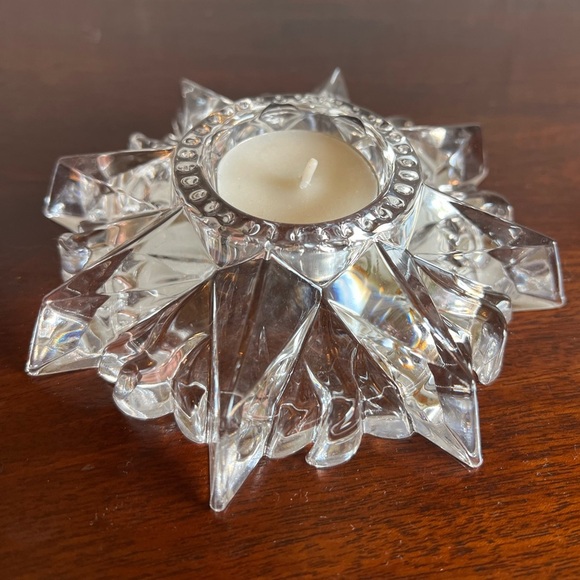 Vintage Starburst Glass Candle Holder Celestial Boho Crystal Votive Star-Shaped - Picture 2 of 7